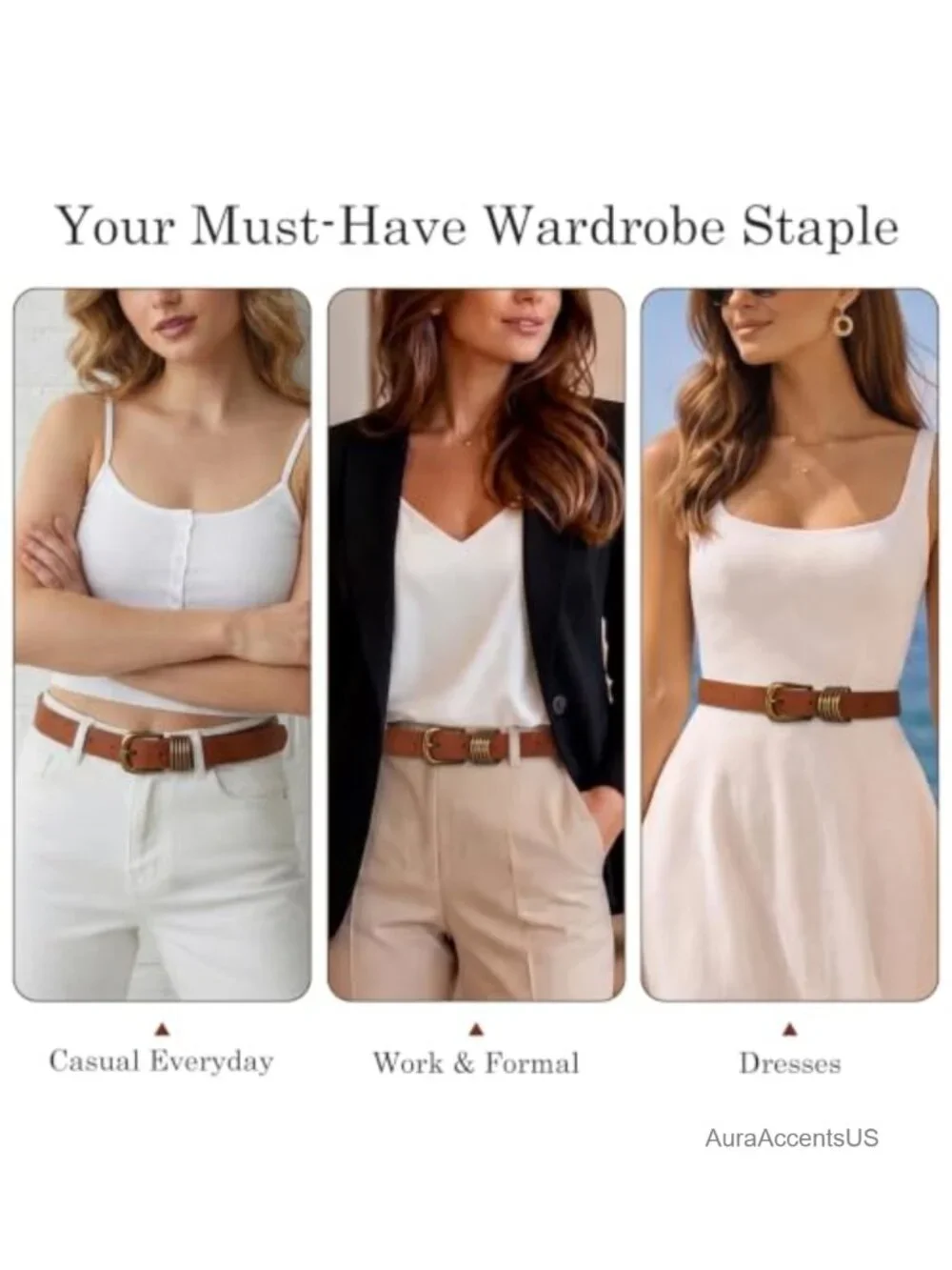 Women's Faux Leather Five Ring Snake Pattern Waist Belt with Retro Buckle